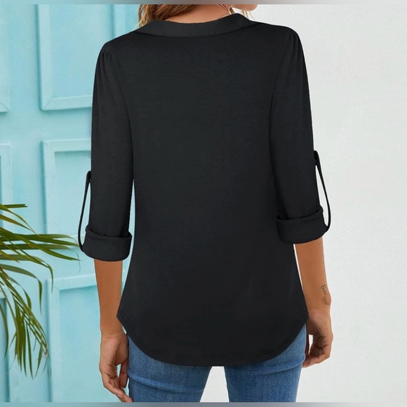 NWT Stylish Ruched Roll Sleeve Tunic - Picture 3 of 13